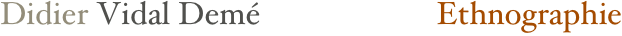 Didier Vidal Demé                      Ethnographie